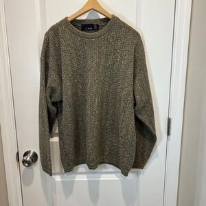 Vintage Bill Blass‎ Tan Speckled Knit Crewneck Sweater Men's Large USA Made